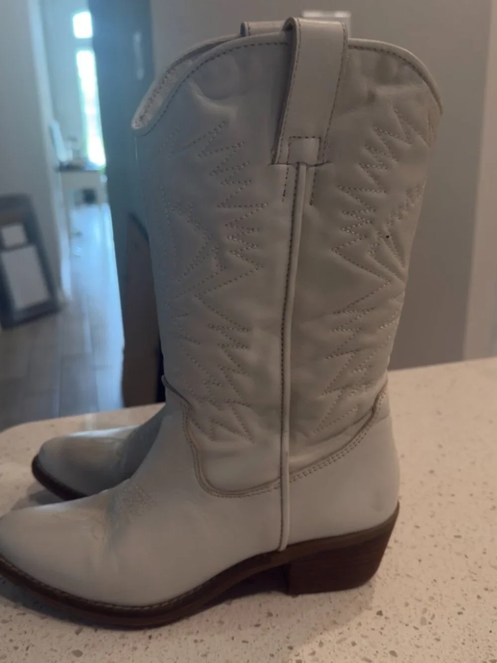 Steve Madden Hayward White Leather Western Cowgirl Boots Size 7